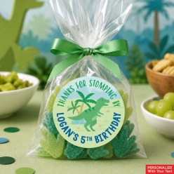 Trendy Dinosaur Personalized Favour Stickers 12PK