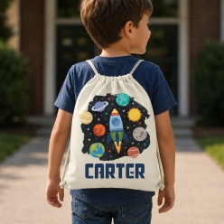 Trendy Space Personalized Drawstring Backpack