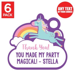 Trendy Unicorn Shaped PERSONALIZED Thank You Tags - 6 Pk