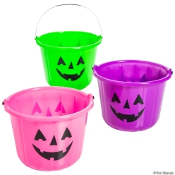 Neon Jack-O'-Lantern Plastic Buckets-6Pk