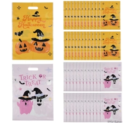Happy Halloween & Trick-or-Treat Plastic Favour Bags-50Pk