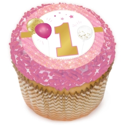 Twinkle Little Star Girl 1st Cupcake Icing Toppers 12pk