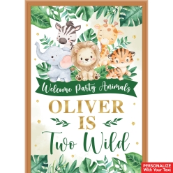 Two Wild Safari PERSONALIZED Giant Vinyl Keepsake Door Sign