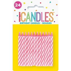 70% OFF: Pink Striped Spiral Cake Candles - 24 Pk
