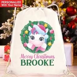 60% OFF: Unicorn Wreath Personalized Drawstring Backpack