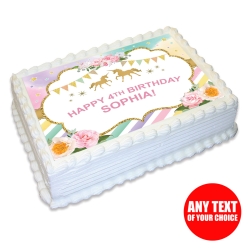 Sparkling Unicorn Personalized Peel & Place Edible Icing