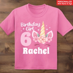 55% OFF: Unicorn Birthday Personalized Name & Age Pink Shirt