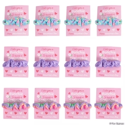 Pastel Hair Scrunchie Valentine Exchanges with Card for 12
