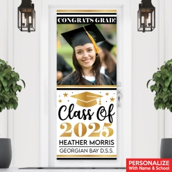 Vertical Grad Black & Gold PHOTO PERSONALIZED Vinyl Banner