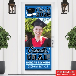 Vertical Grad Blue PHOTO PERSONALIZED Vinyl Banner