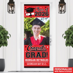 Vertical Grad Red PHOTO PERSONALIZED Vinyl Banner