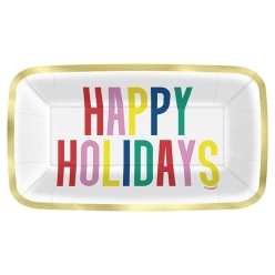 Metallic Vibrant Christmas Appetizer Plates 8pk