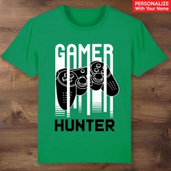 Gamer Personalized Name Green T-shirt