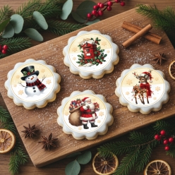 Vintage Christmas Cookie/Cupcake Toppers 12PK