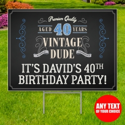 34% OFF: Vintage Dude 40th PERSONALIZED Large Yard Sign
