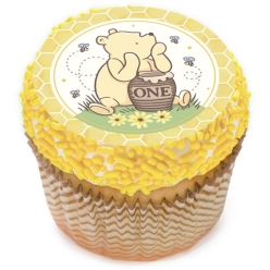 Vintage Pooh 1st Birthday Cupcake Icing Toppers 12pk