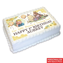 Vintage Pooh 1st Birthday Personalized PHOTO Edible Icing