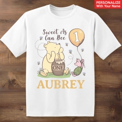 Vintage Pooh 1st Personalized Name T-shirt