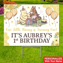 Vintage Pooh 1st Birthday All Weather PERSONALIZED Yard Sign