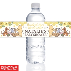 Vintage Pooh Baby Shower PERSONALIZED Bottle Labels - 10 PK
