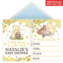 Vintage Pooh Baby Shower PERSONALIZED Invitations - 8 Pack
