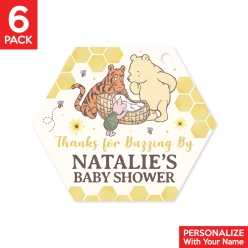 Vintage Pooh Baby Shower PERSONALIZED Thank You Tags - 6 PK