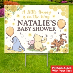 Vintage Pooh Shower All Weather PERSONALIZED Large Yard Sign