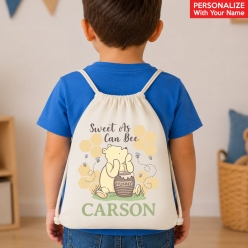 Vintage Winnie the Pooh Personalized Drawstring Backpack