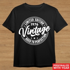 Vintage Stamp Custom Any Year Black Tshirt