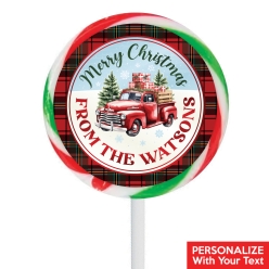 Vintage Truck Christmas PERSONALIZED Lollipops - 12 Pk