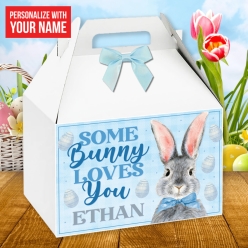 60% OFF:PERSONALIZED Large Blue Watercolour Bunny Gable Box