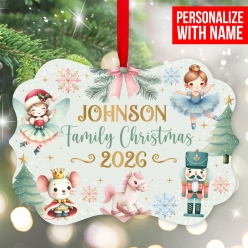 Nutcracker Watercolour Personalized Family Wood Ornament