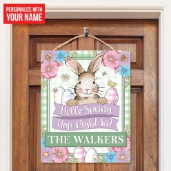 50% OFF: Personalized Watercolour Bunny Easter Vinyl Door Decor