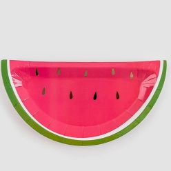 Tutti Frutti Jumbo Metallic Watermelon Dinner Plates - 8 PK