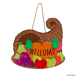 Cornucopia Thanksgiving Welcome Sign Craft Kit-12Pk