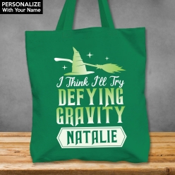 Defying Gravity XL Custom Name Green Tote