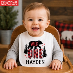 Wild One Lumberjack PERSONALIZED Bib