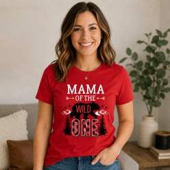 Wild One Mama Personalized Red T-shirt
