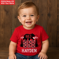 Wild One Lumberjack Personalized Red T-shirt