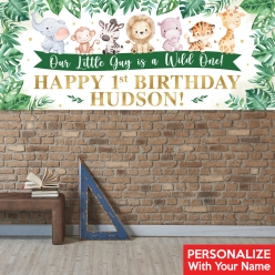 Wild One Safari PERSONALIZED Giant Vinyl Keepsake Banner