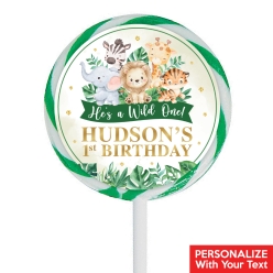 Wild One Safari PERSONALIZED Lollipops - 12 Pk