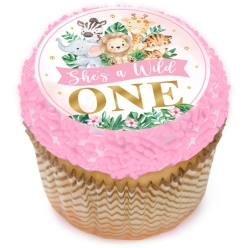 Wild One Safari Girl Cupcake Icing Toppers 12pk