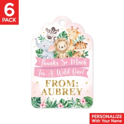 Wild One Safari Girl PERSONALIZED Thank You Tags - 6 Pk