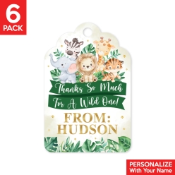 Wild One Safari PERSONALIZED Thank You Tags - 6 Pk