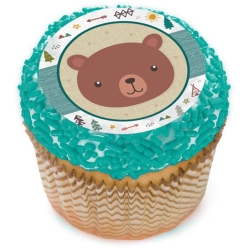 Wilderness Birthday Bear Cupcake Icing Toppers 12pk