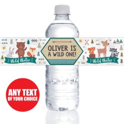 Wilderness 1st Birthday PERSONALIZED VINYL Bottle Labels - 10 PK