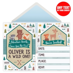 Wilderness 1st Birthday PERSONALIZED Invitations - 8 Pack