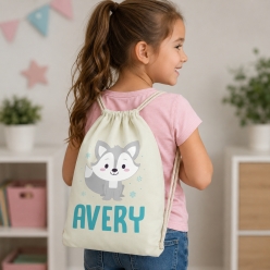 Arctic Fox Personalized Drawstring Backpack