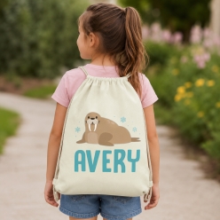 Walrus Personalized Drawstring Backpack
