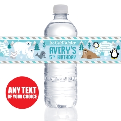 Winter Animals PERSONALIZED VINYL Bottle Labels - 10 PK